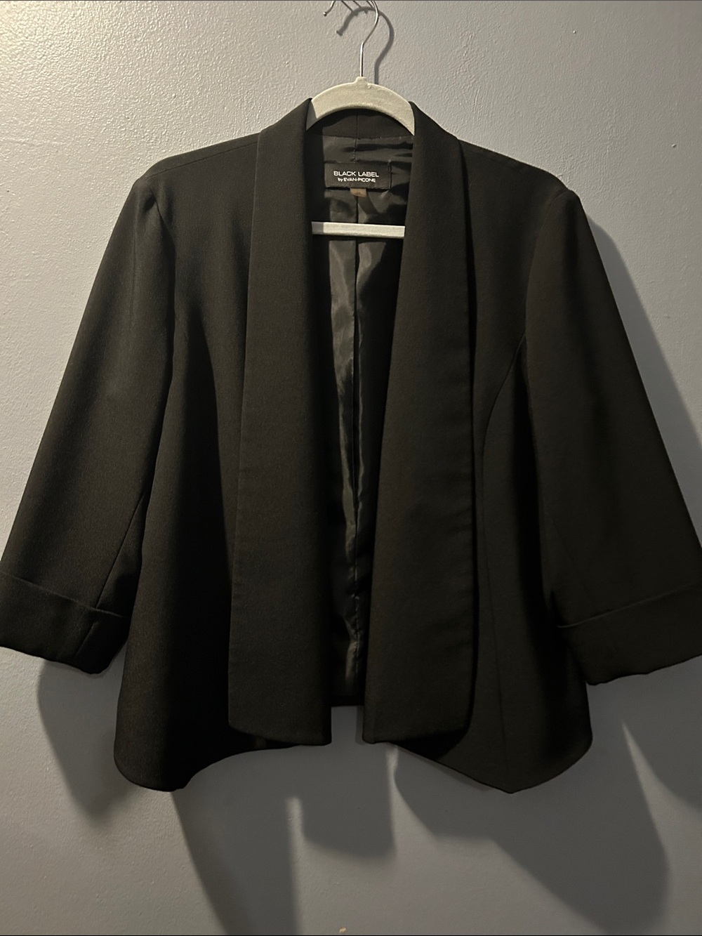 Black Label Women's Black Open-Front Shawl Collar Blazer